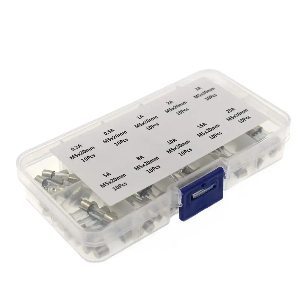 100pcs 5x20mm Quick Blow Glass Tube Fuse Assorted Kit Amp 0.