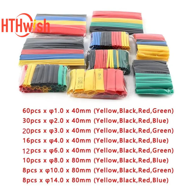 164PCS Colorful Heat Shrink Tubing Kit 2 1 Ratio Insulation 
