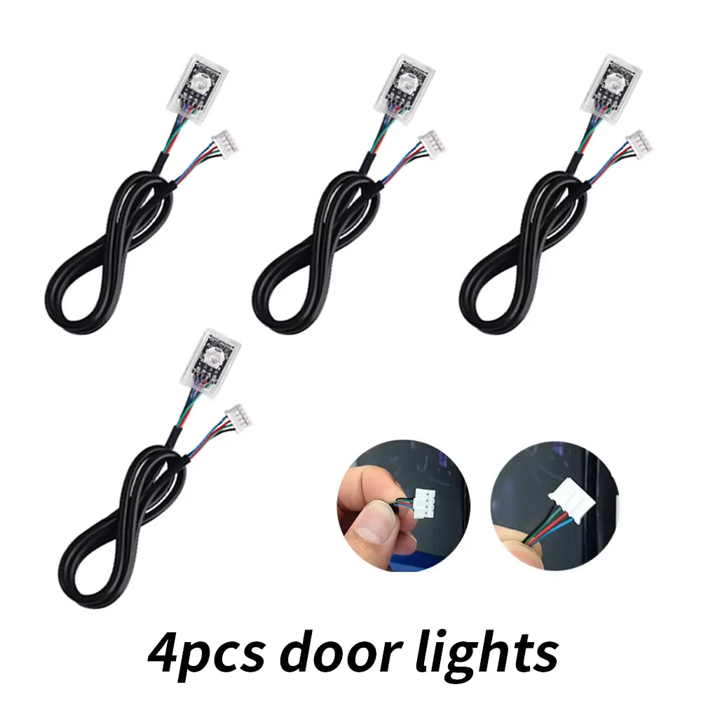 Dual Zone 18 in 1 RGB 64 Colors Acrylic Strip Car LED Ambient Light 35/75CM 110CM Parts Replacement Accessories (4 wires 4 pins)