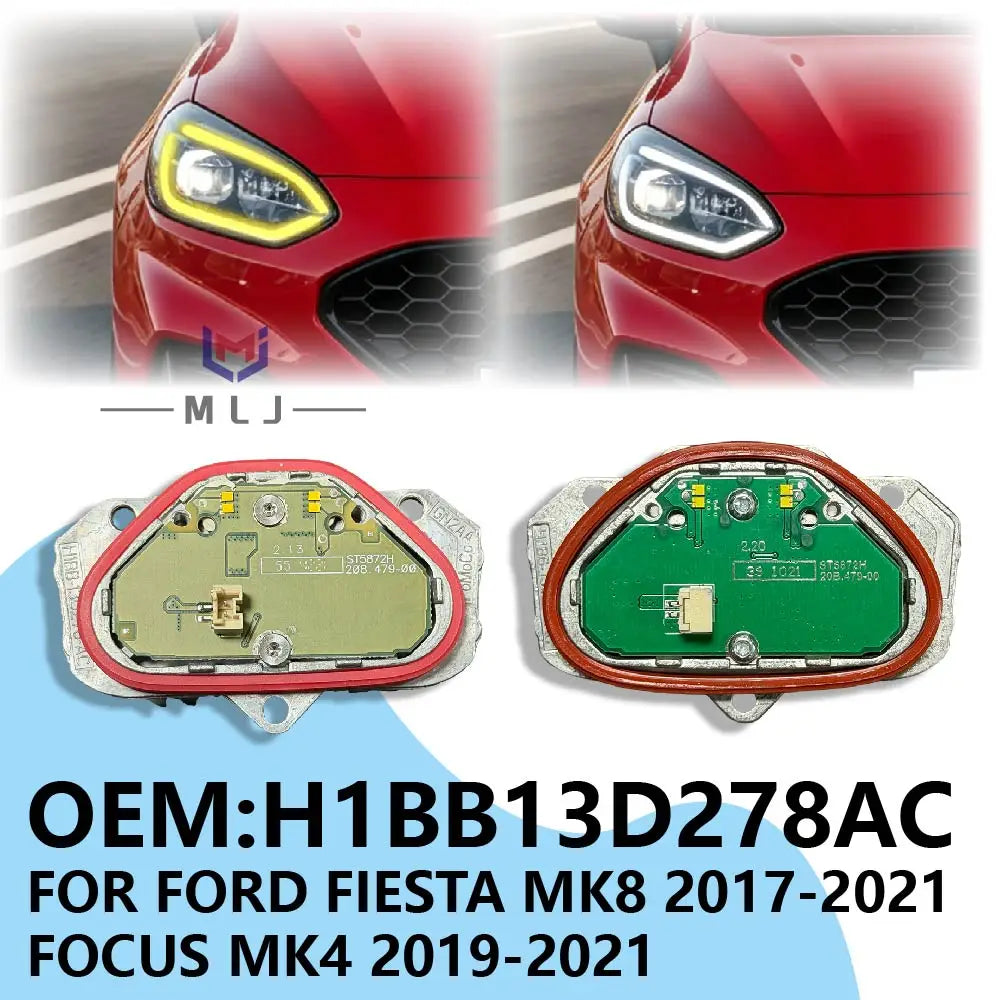 DRL Module Yellow For Ford Fiesta MK8 Focus MK4 Transit Custom Puma 2017-2024 Headlight Daytime Running Light