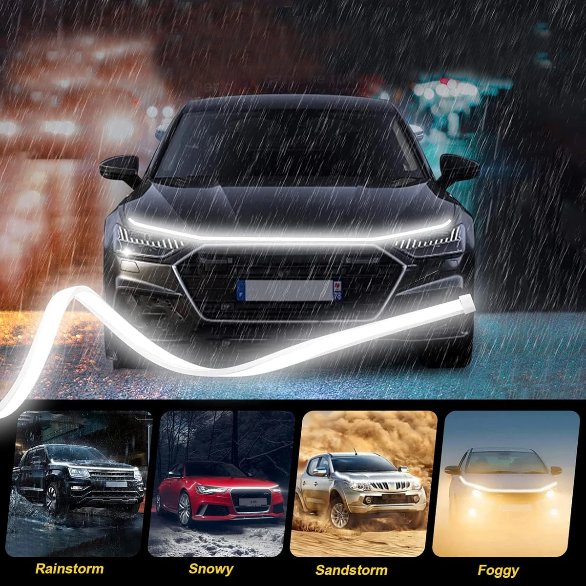 180cm LED Daytime Running Light Car Hood Decorative Lights D