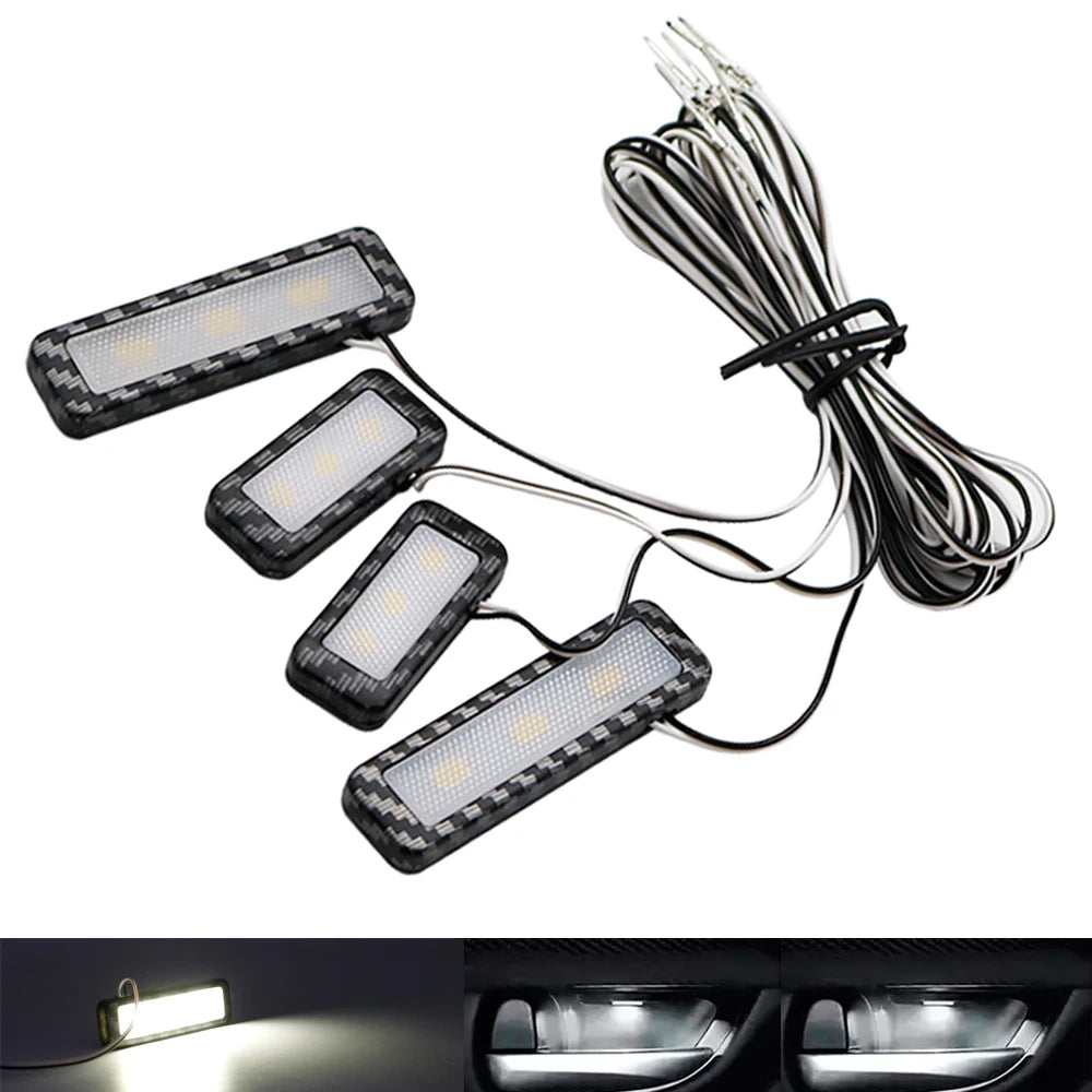 4Pcs Armrest Interior Door Handle Lighting Car Styling LED Car Inner Bowl Light Universal Auto Atmosphere Lamp Decorative Light