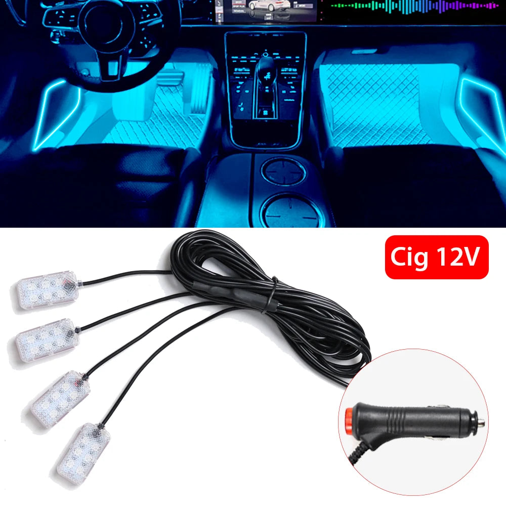 Foot Light Car Accessories LED Car Interior Ambient Foot Light with USB Atmosphere Decorative Lamps