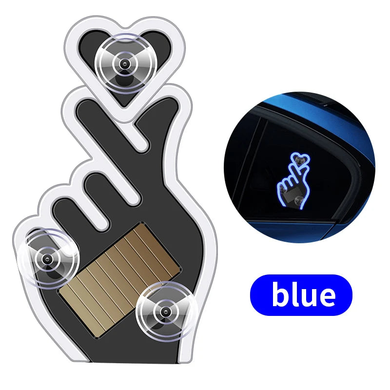 Solar Power Led Finger Heart Shaped Led Ambient Light Suction Cup USB Room Partty Atmosphere Breath Lamp Car Window Neon Light