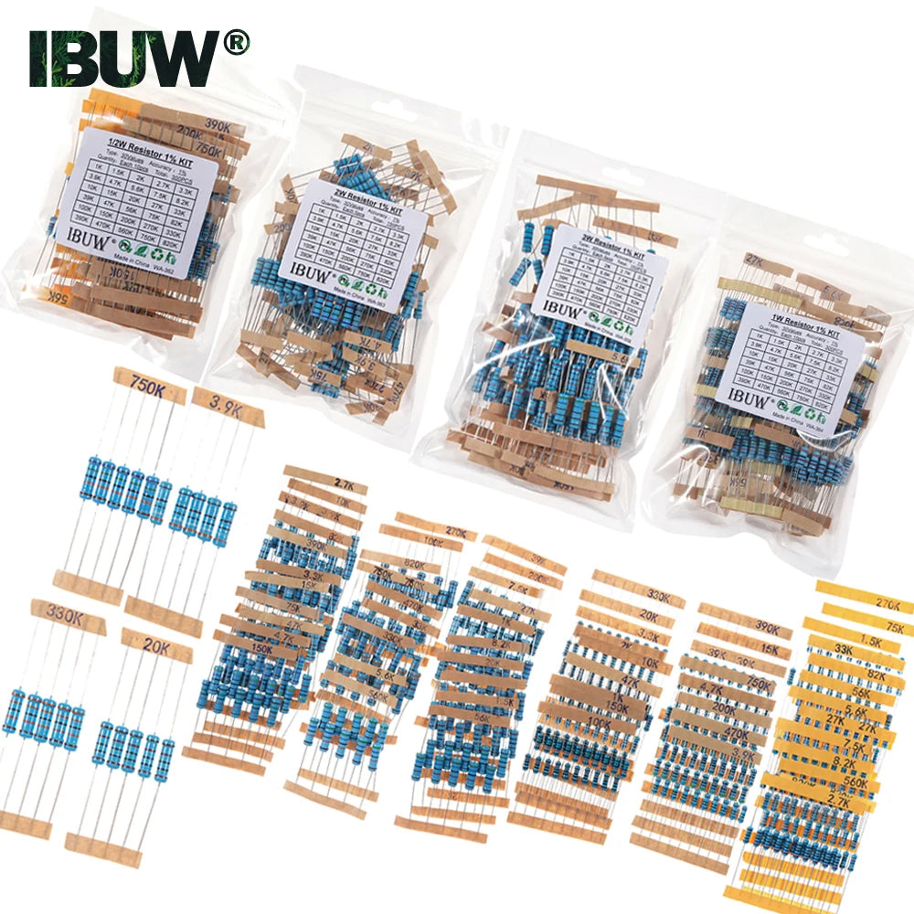 1/4W 1/2W 1W 2W 3W Resistance Set 1% Metal Film Resistor Ass