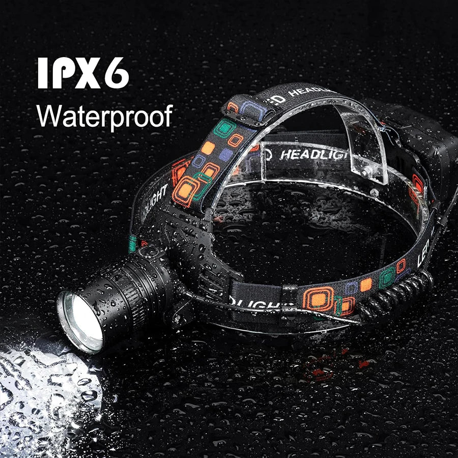 Powerful LED Headlamp Rechargeable Telescopic Zoomable Headl
