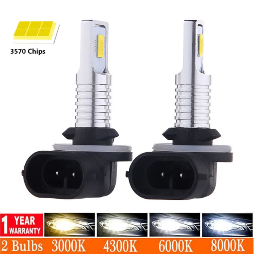 2Pcs 881 880 H27 LED Csp Headlight Kit 80W 12000LM Fog Bulbs