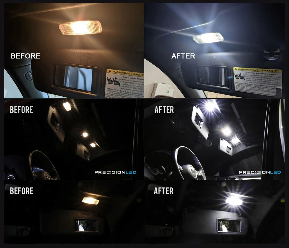 2Pcs LED Interior Sun Visor Vanity Mirror Light Car Front Do