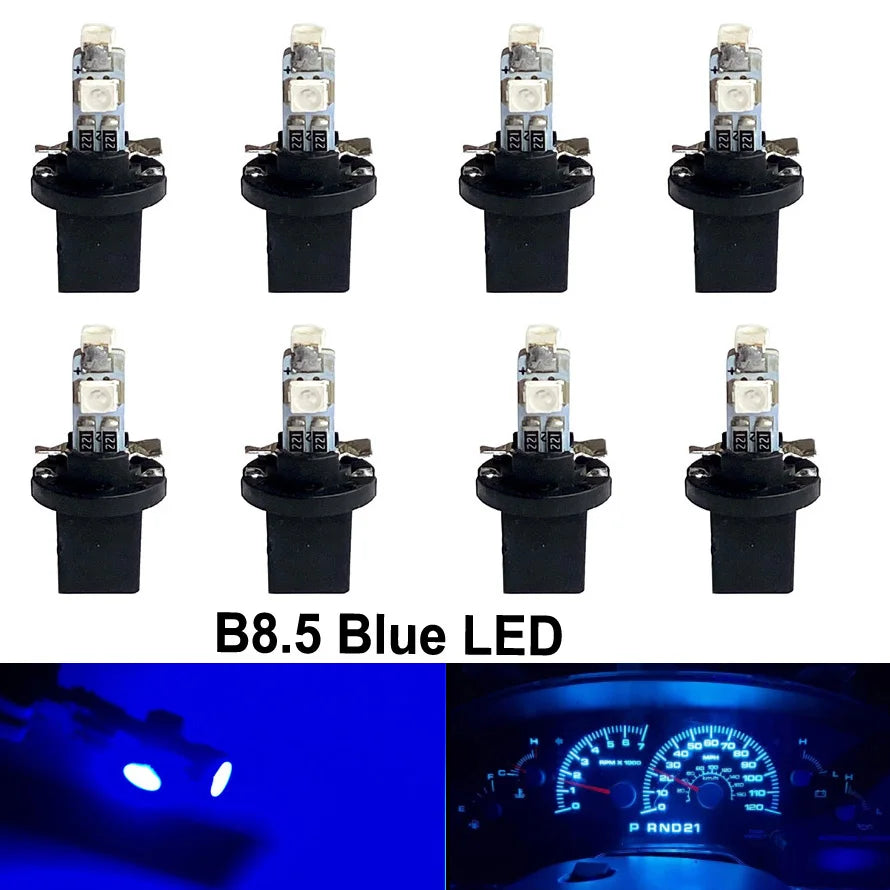8Pcs T5 B8.5 B8.5D W1.2W W3W PC74 PC37 Led Bulb Car Interior Lights Dashboard Warming Indicator Wedge Auto Instrument Lamp 12V