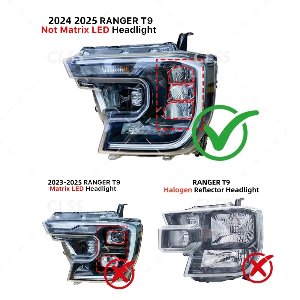 Headlight Angel Eyes Turn Signal DRL LED Boards For Ford Ranger T9 XL XLT 2024-2025 Daytime Running Light