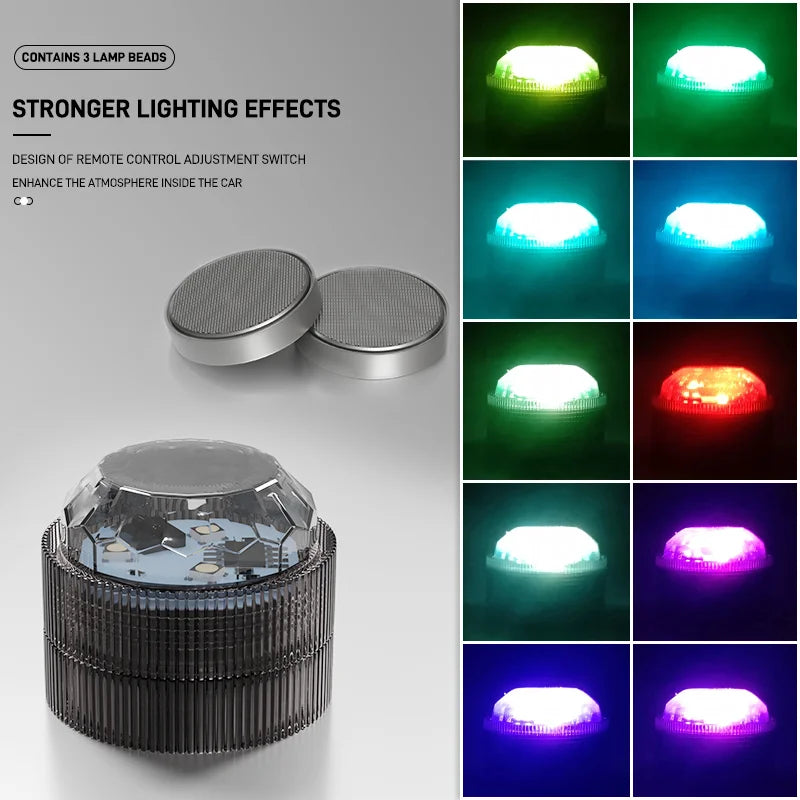 New Wireless Adhesive LED Car Interior Ambient Light Remote 