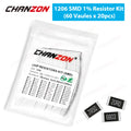 1200pcs SMD 1206 Resistors Kit 0 Ohm - 10M Ohm 1/4W Watt 1% 