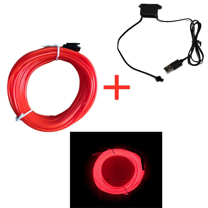 Car Interior Decorative Lamps Strips Atmosphere Lamp Cold Light Decorative Dashboard Console Auto LED Ambient Lights 1/2/3/4/5M