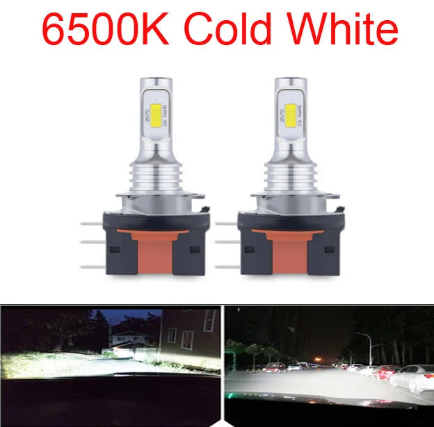 2Pcs H15 LED H11B H8B H9B Headlight Bulbs CANBUS 6500K Yellow Blue White 30000LM Car LED High Beam DRL Driving Lamp