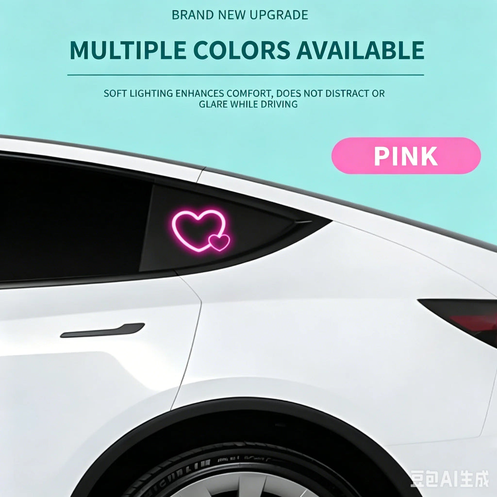 Solar Powered Car Neon Light Wireless Cute Heart Shaped Led 