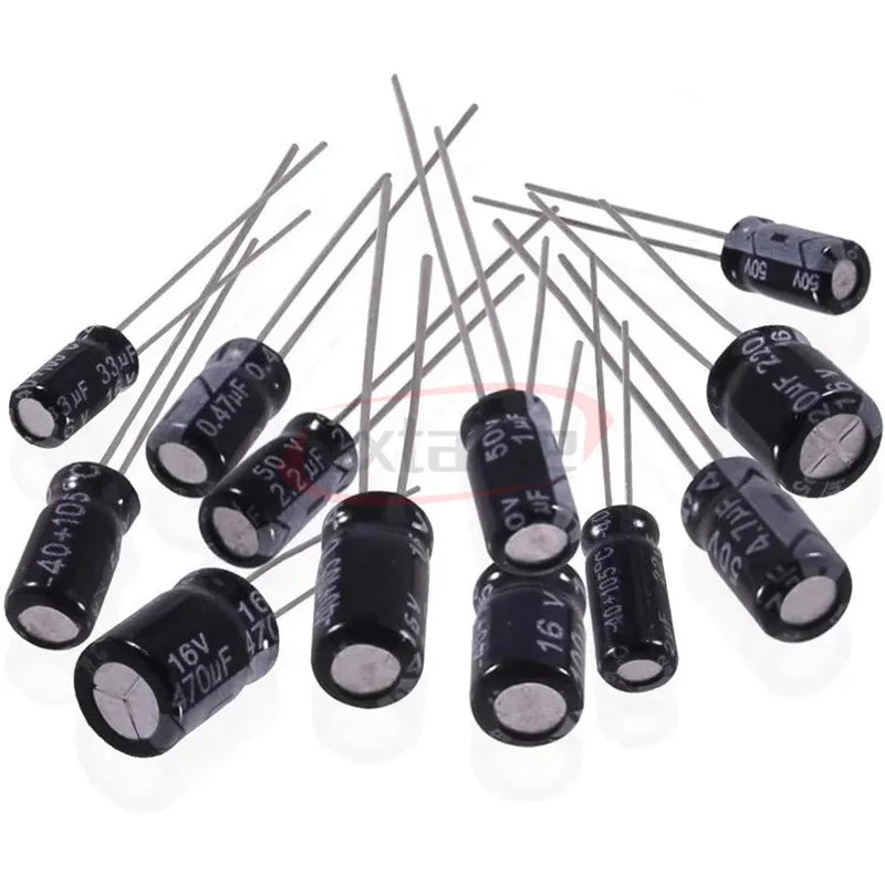 120/200/500pcs Radial Capacitors Set 12 15 24 Values 16V 25V