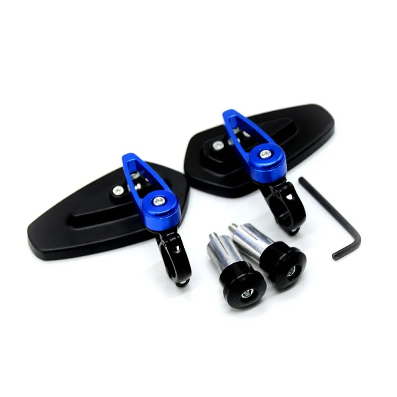 1 Pair 7/8" 22mm Universal Motorcycle Aluminum Rear View Black Handle Bar End Side Rearview Mirror Car