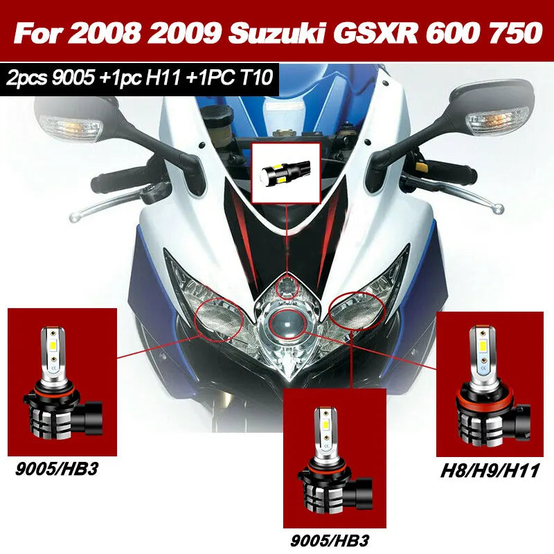 Motorcycle 9600LM LED Headlight High Low Beam Park Light Bul