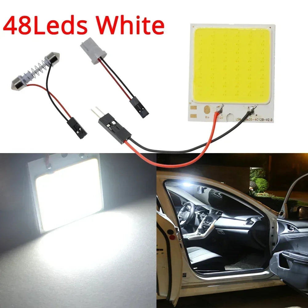 1/2/10PCS Cob 16 24 36 48SMD White Reading Lamp Led T10 Car Parking Bulb Auto Interior Panel Light Festoon License Plate Light