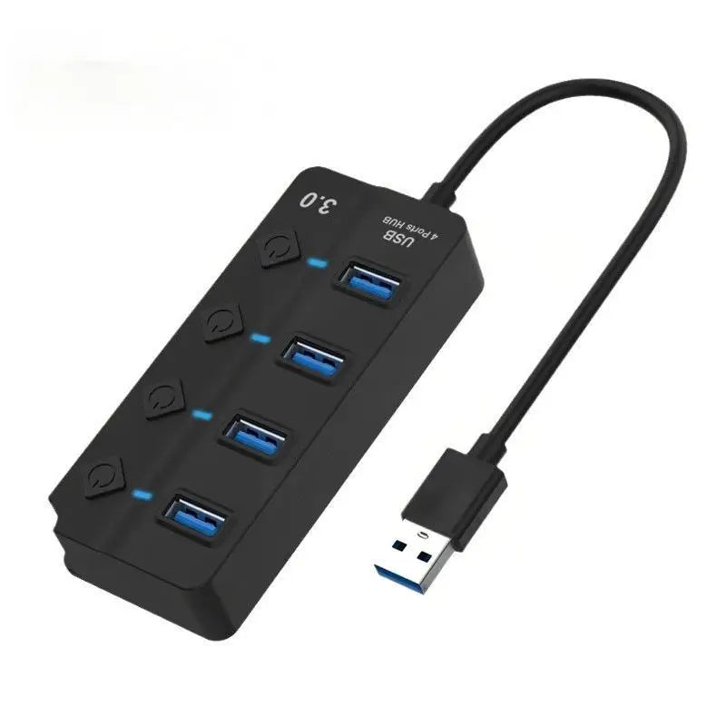 USB 3.0 Hub with 4 or 7 Ports Independent Switch Control Suitable for Laptops USB Drives Hard Drives Printers Cameras Key