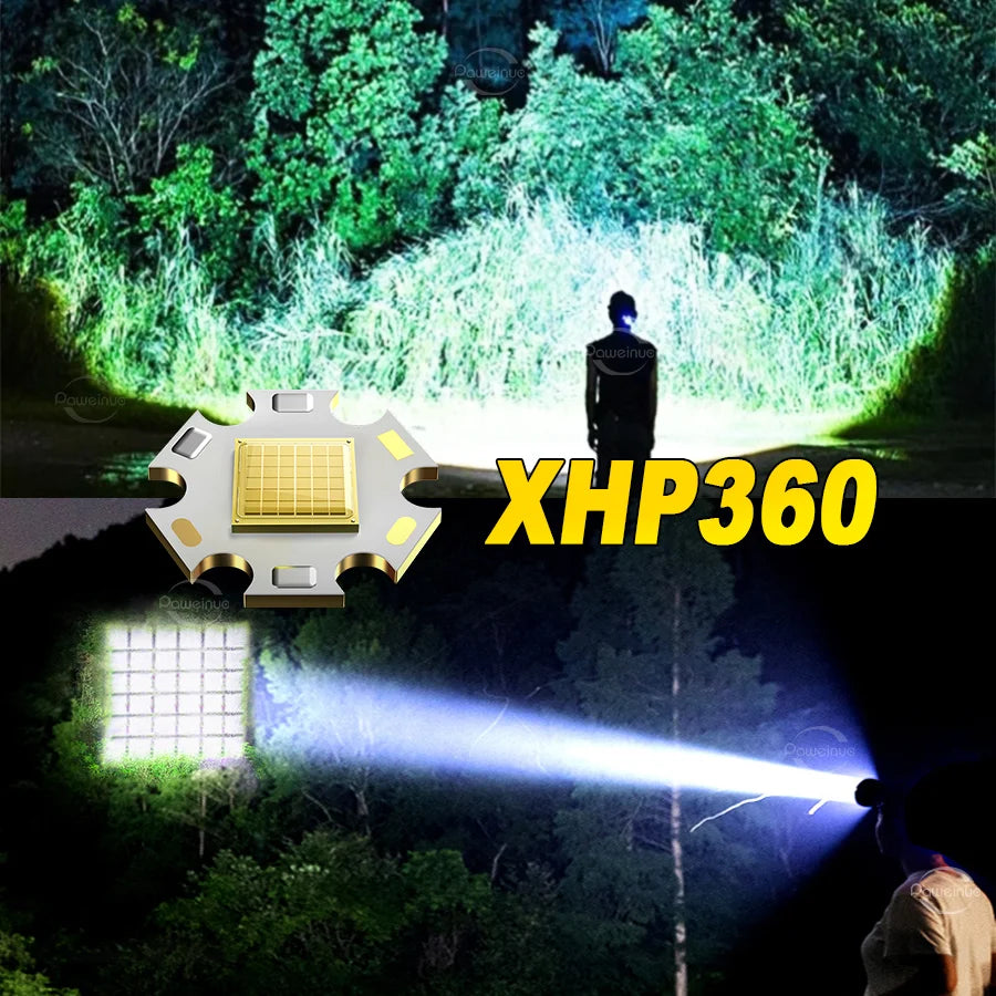 2026 New XHP360 Powerful Headlight Ultra Bright 5000M Led He