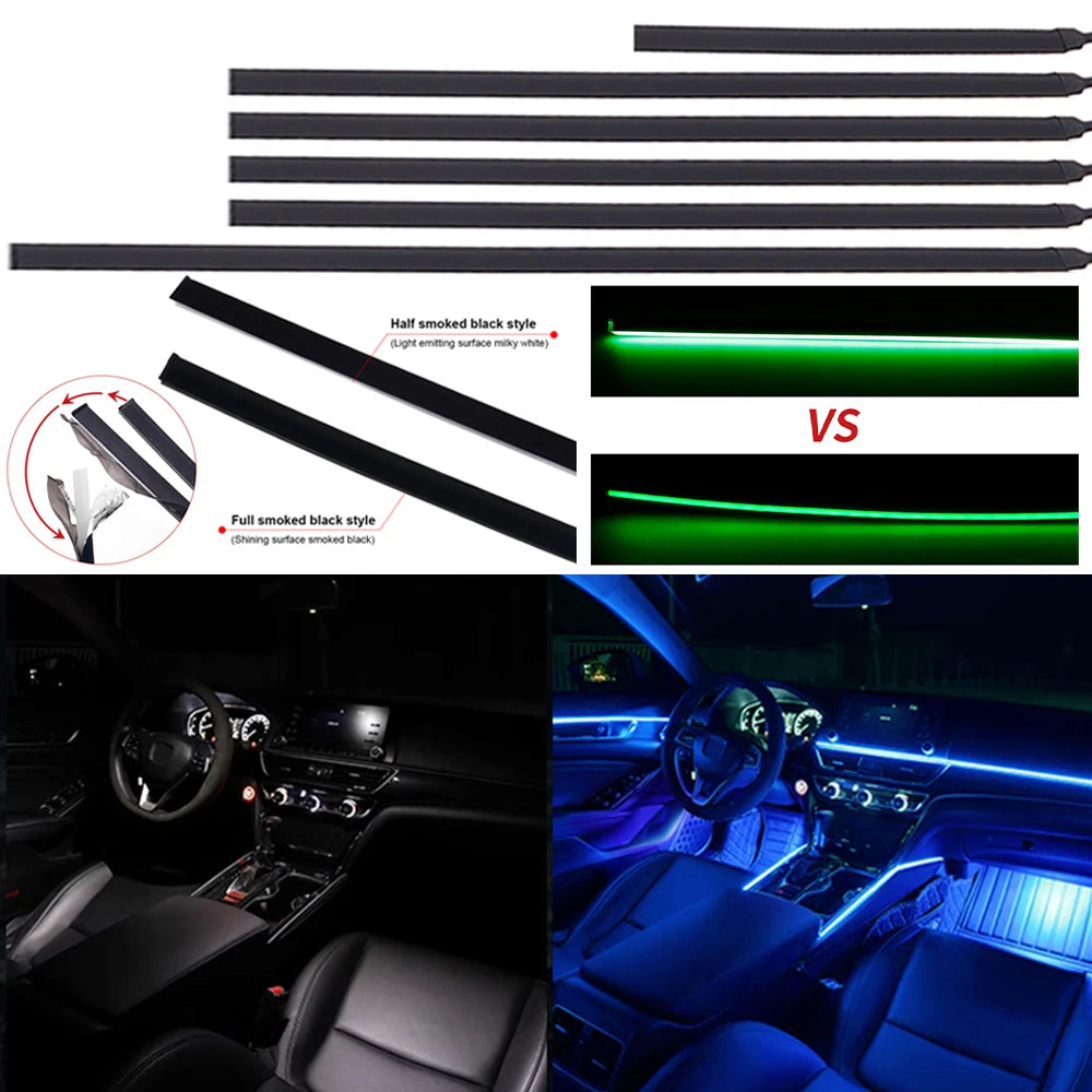 18 in 1 Newest Hidden Car LED Ambient Light Smoke Matt Black