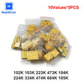 50PCS Polyester Film Capacitors Assortment Kit 102K 105K 0.0