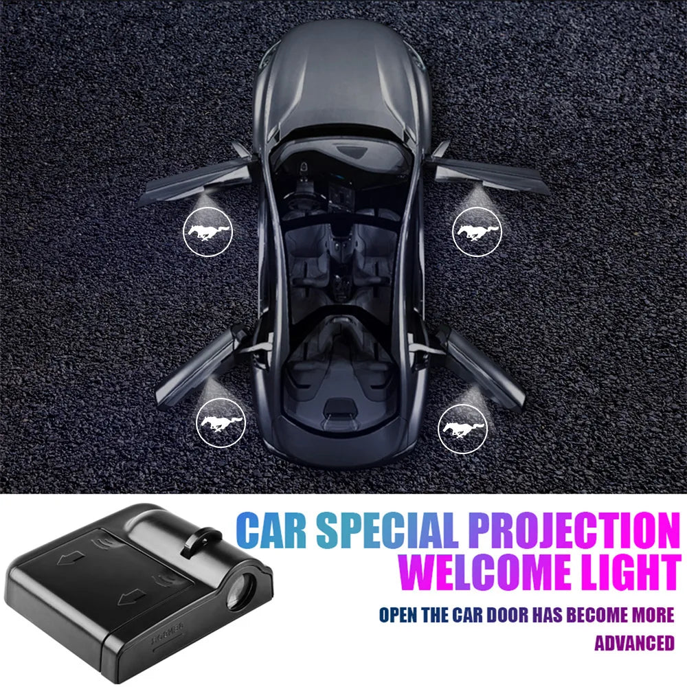 Car LED Door Projector Lamps Laser HD Welcome Courtesy Lights For Ford Kuga Focus Mondeo MK1 2 4 MK3 Fiesta ST RS Mustang Taurus