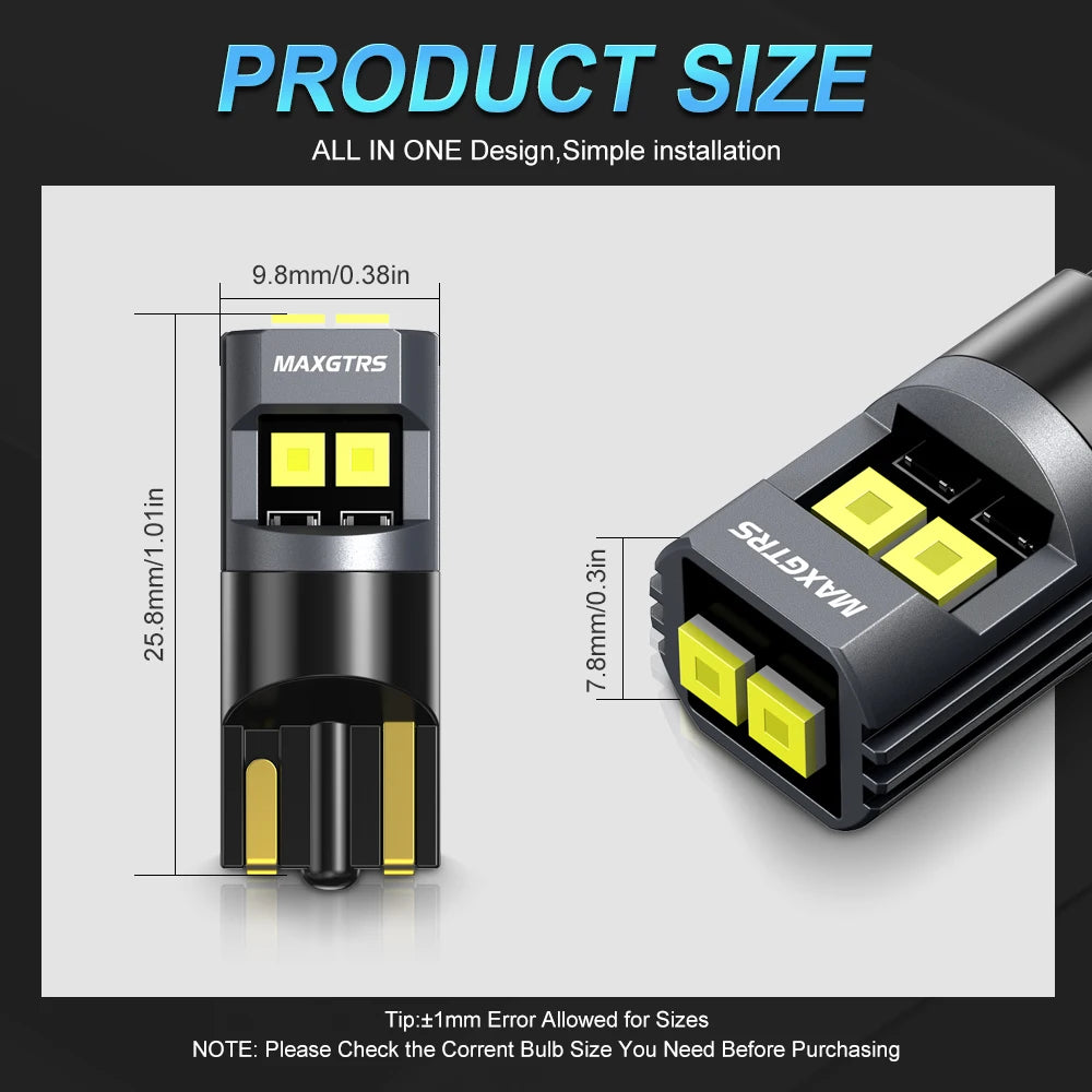 2Pcs New T10 W5W WY5W High Quality Super Bright LED Car Clea