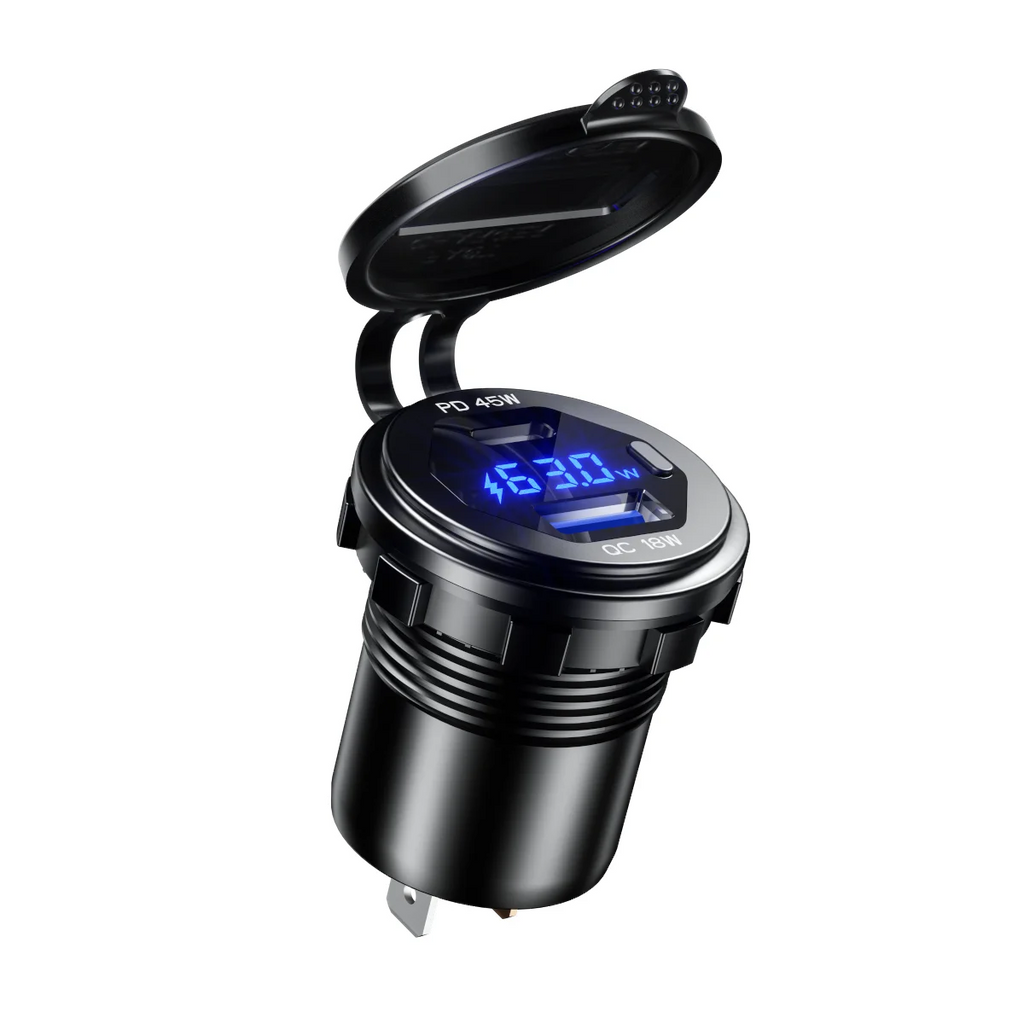 45W Type-C PD QC3.0 USB Car Charger Socket 12V 24V Fast Char