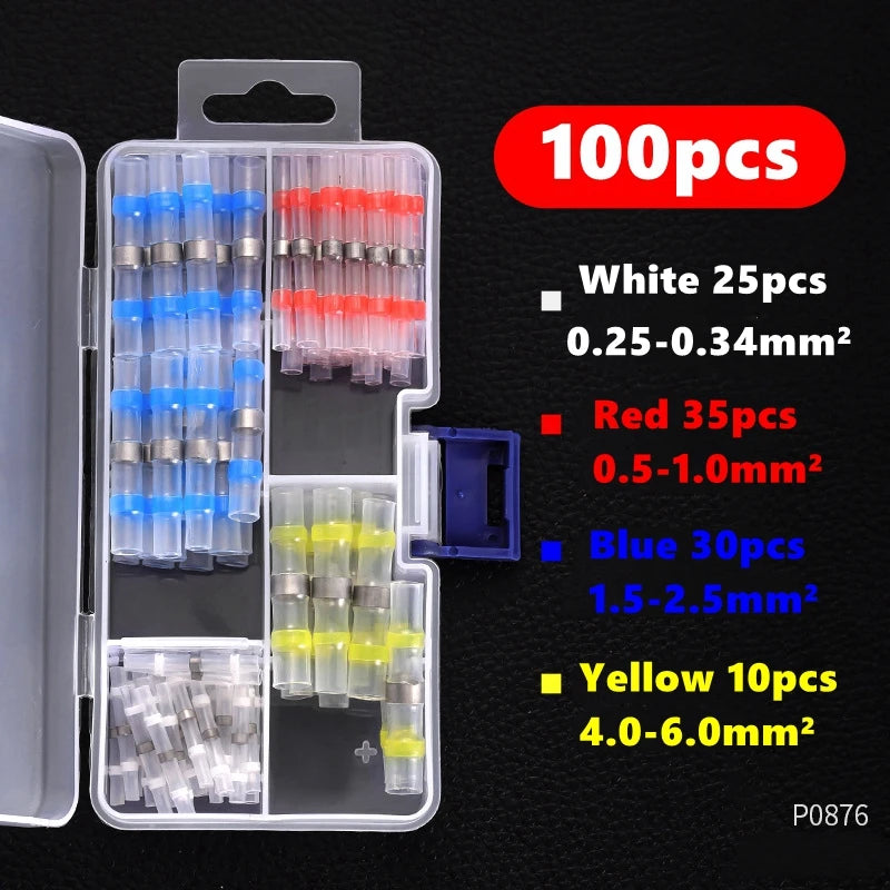 10/50/100 PCS Solder Seal Wire Butt Connectors Welding Ring Heat Shrink Terminal Waterproof Insulated Electrical Wire Terminals