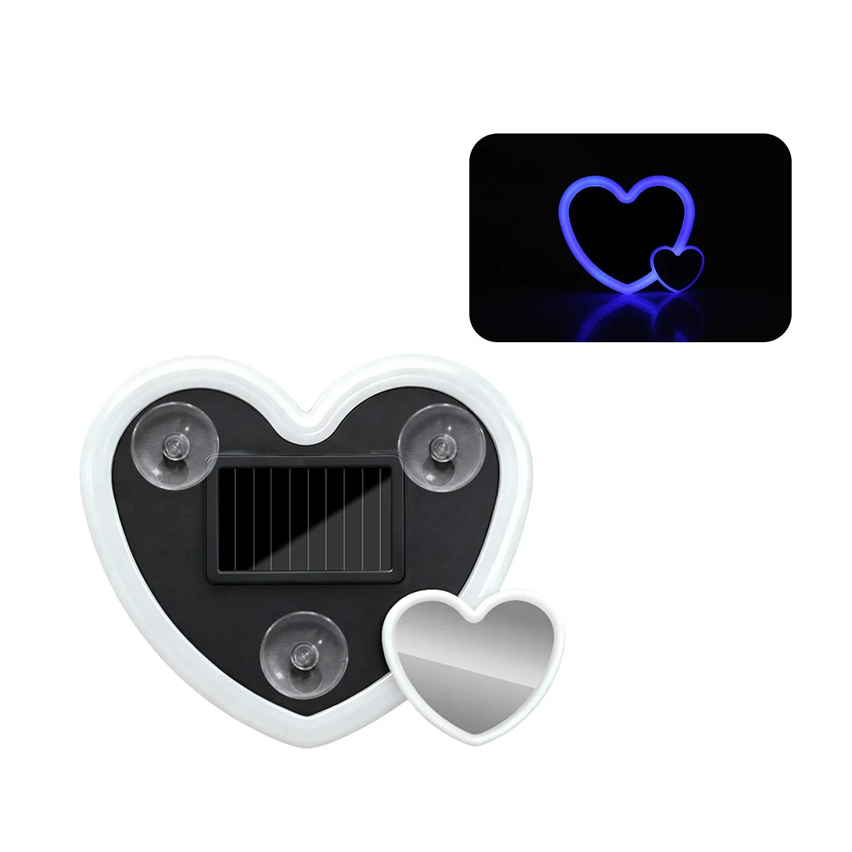 1pcs/2pcs Car Triangle Window LED Ambient Atmosphere Light Solar Powered Heart-shaped Colorful Decorative Light With Suction Cup
