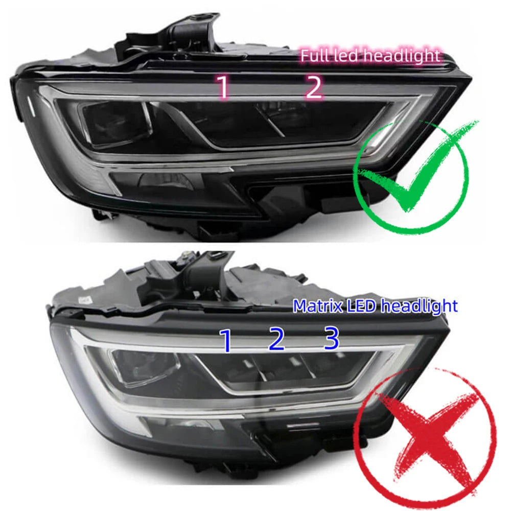DRL Parts For AUDI A3 2017-2019 LED Headlight Daytime Running Light Guide tube Angel Eye Set