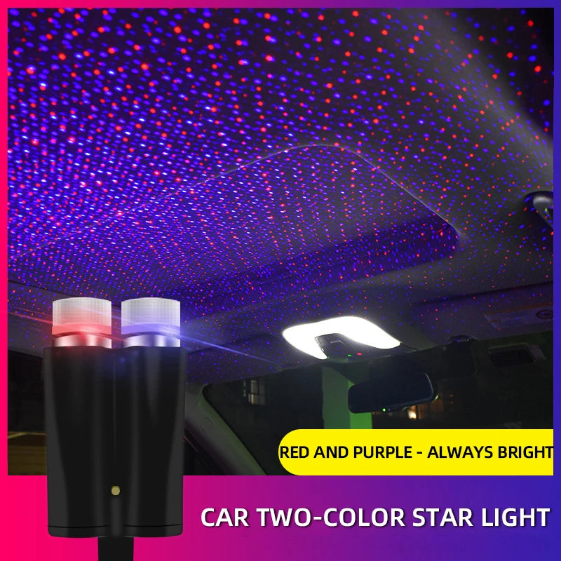 1pcs Car Interior Lights Roof Star Light USB LED Starry Atmosphere Projector Decoration Night Party Decor Galaxy Light