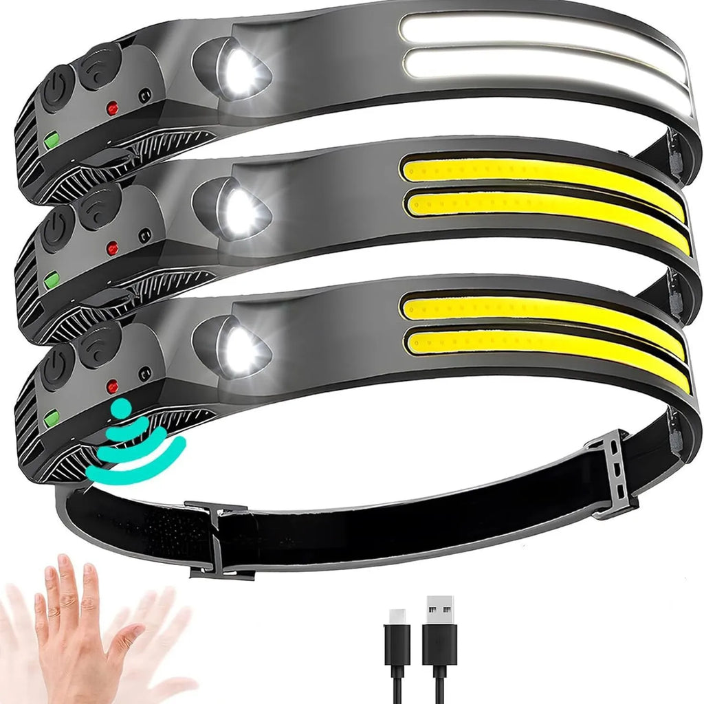6 Modes LED Induction Headlamp COB Sensor Head Lamp Recharge