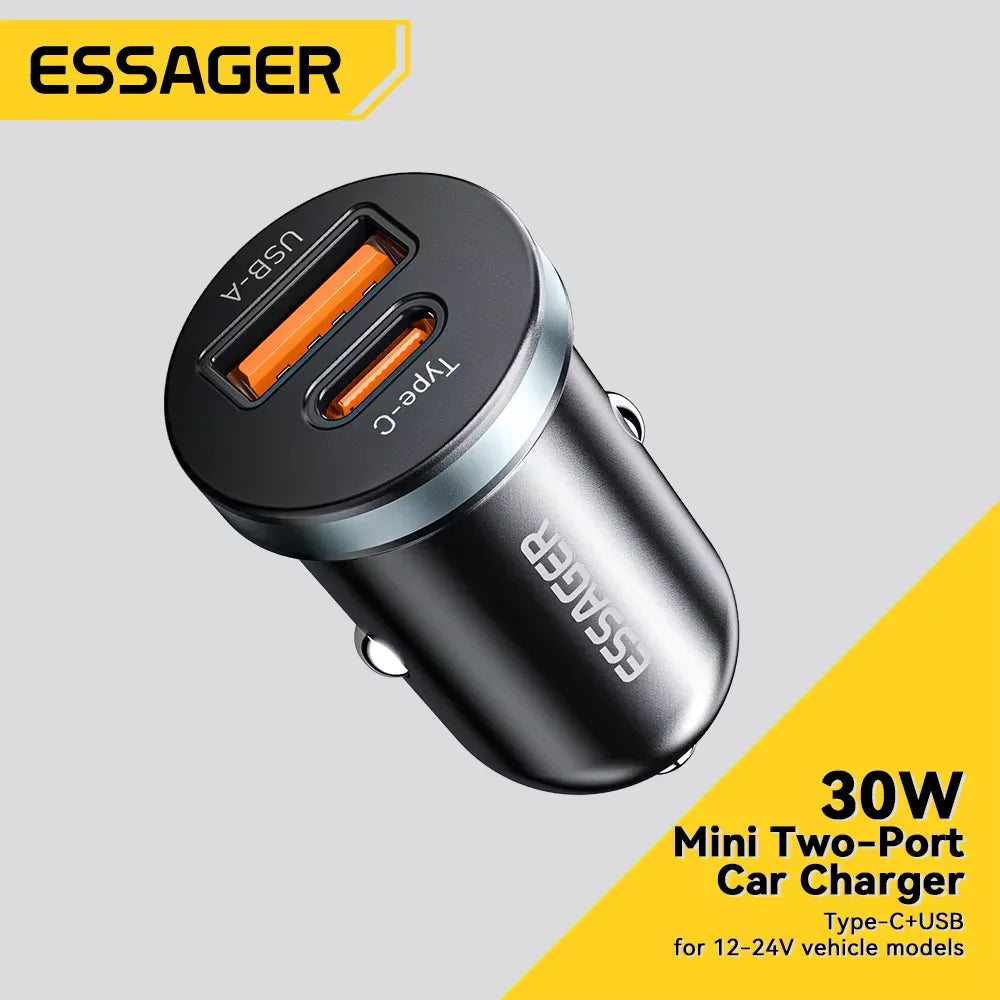Essager 30W USB C Car Charger Type C Quick Charger PD QC 3.0