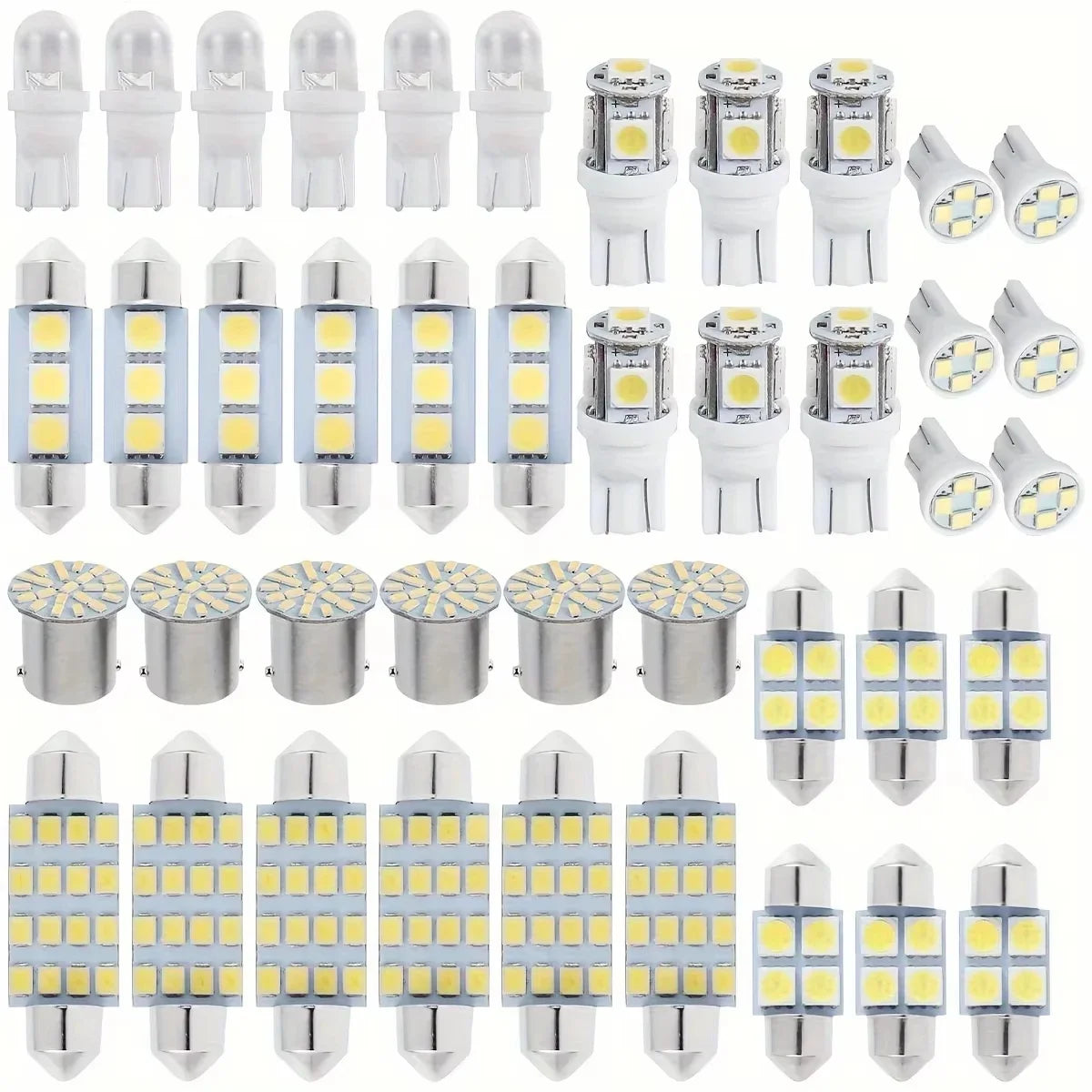 42Pcs LED Car Interior Lights T10 6000K SMD LED Replacement License Plate/Reading Light Bulbs Xenon White Interior Light Bulbs