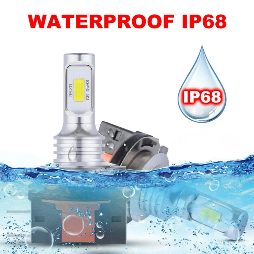 2Pcs H15 LED H11B H8B H9B Headlight Bulbs CANBUS 6500K Yello