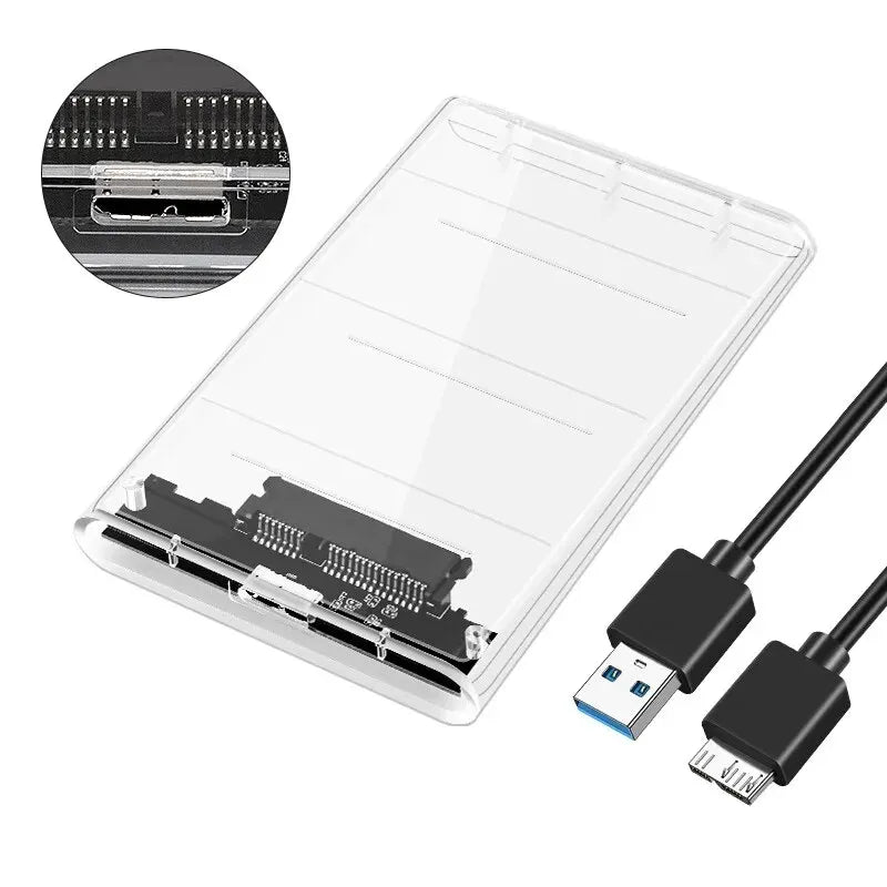 USB3.0 External HDD Case 5Gbps 2.5 Inch Transparent Hard Disk Case Hard Drive Enclosure SATA HDD SSD Storage Case for Laptop PC
