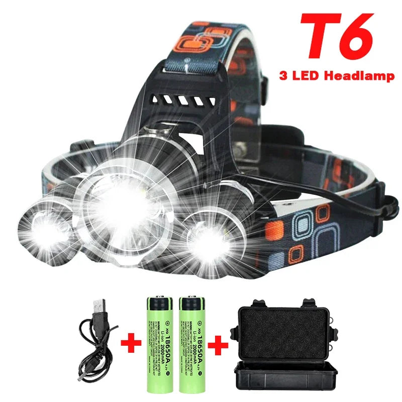 Powerful T6 LED Induction Headlamp USB Rechargeable Headlight Aluminium Alloy Outdoor Waterproof Head Lamp High Lumen Head Torch