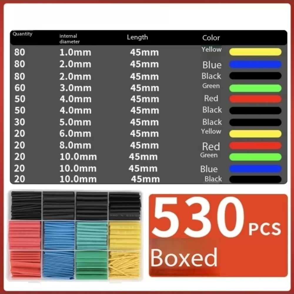 Multi-Diameter Heat Shrink Tubing Waterproof Cable Protector Thermo Retractable Wire Sleeve Set for Electrical Wiring Repair