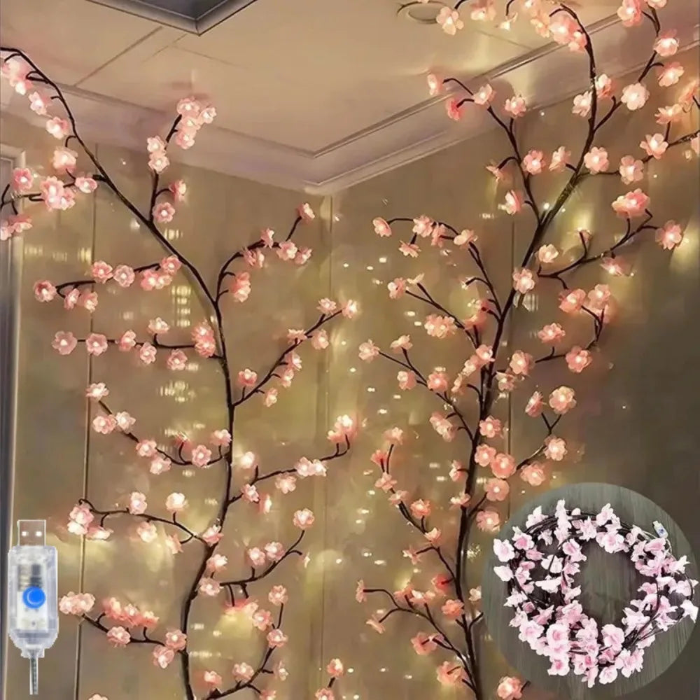 USB 5V 8 Modes Cherry Blossom String Light Artificial Flower