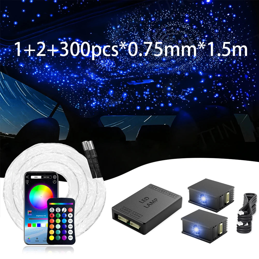 RGBW 1+2 Split Machine Car Roof Star Light APP Control Fiber Optic Star Ceiling Light Starry Sky Ceiling for Car Home