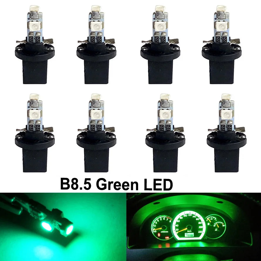 8Pcs T5 B8.5 B8.5D W1.2W W3W PC74 PC37 Led Bulb Car Interior Lights Dashboard Warming Indicator Wedge Auto Instrument Lamp 12V