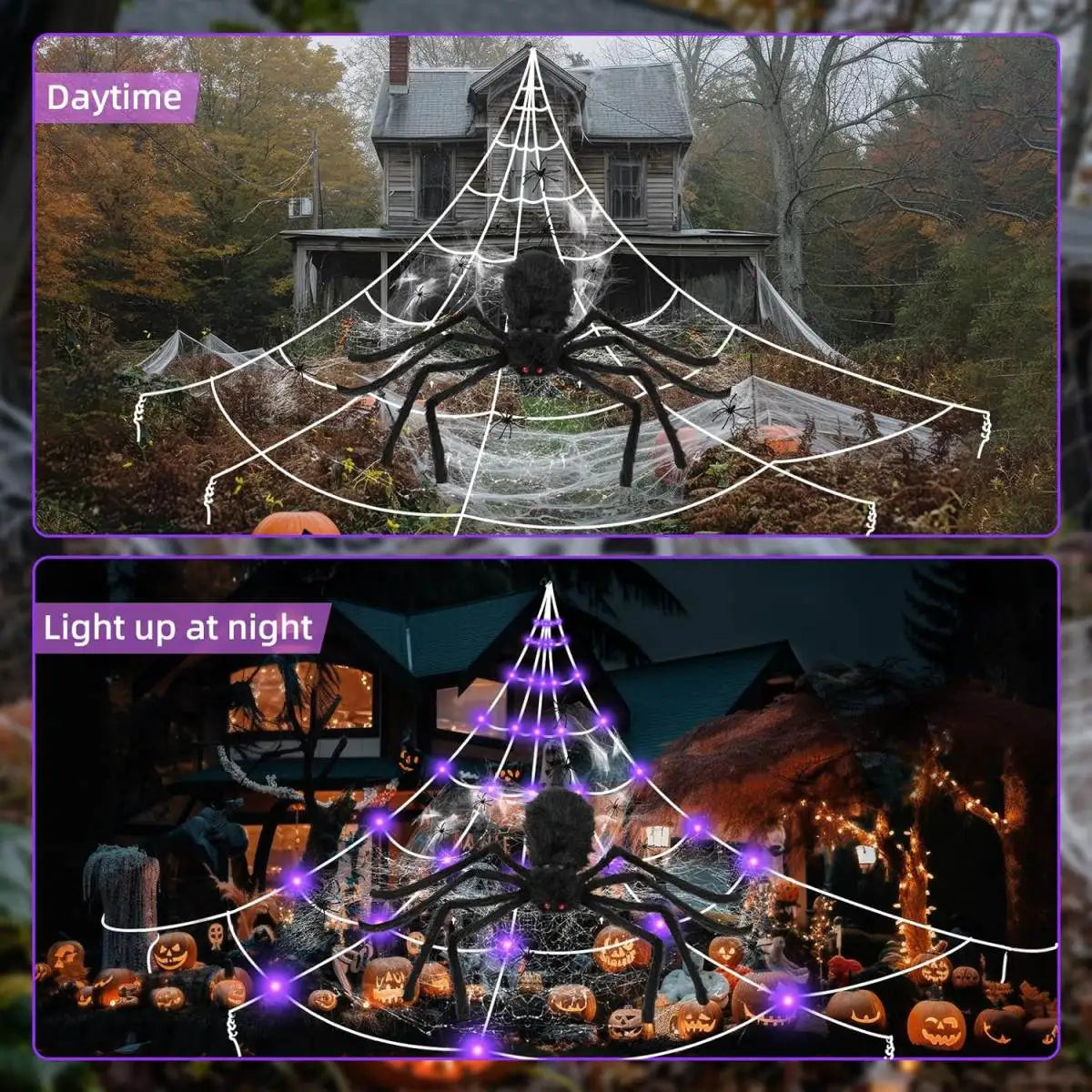 1 Set Halloween Spider Web Decorative Lights Giant Spider We