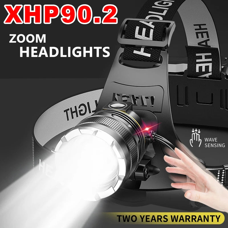 ZK40 30000LM Upgrade Headlamp Sensor XHP90 Fishing Headlight