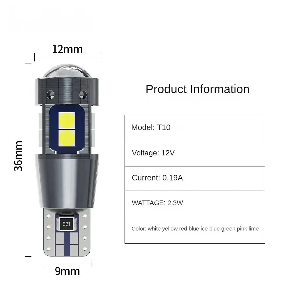 4pcs Car Interior Side Light T10 W5W 168 192 Led Tail Light 