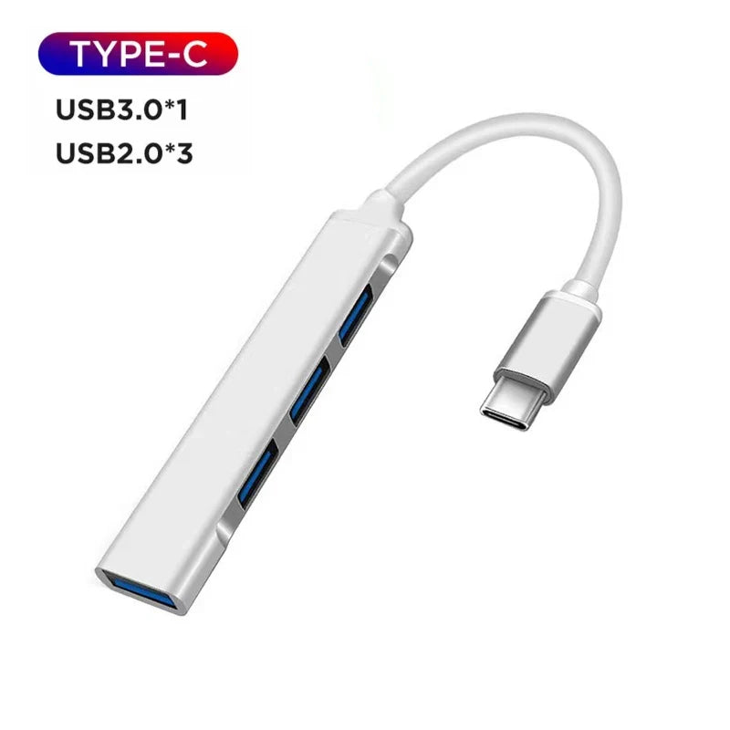 USB-A 3.0/2.0 Hub To Type C 5Gbps High Speed Transfer Data OTG Adapter Cable For Mobile Phone MacBook Pc Laptop Splitter 4 Ports