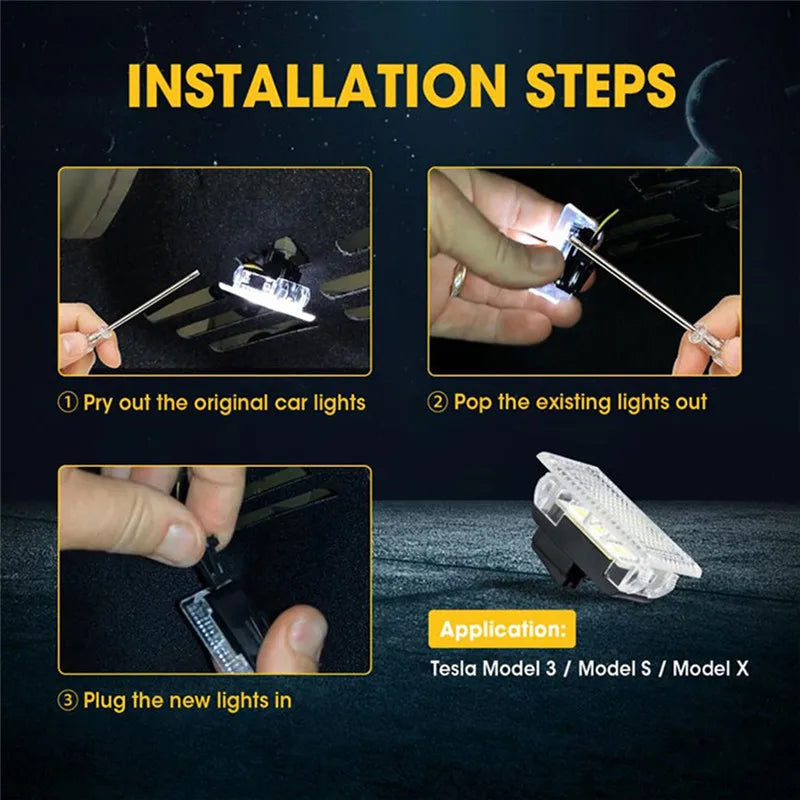 2Pcs/Set Car Interior LED Trunk Light Bulbs Kit Projector Bl