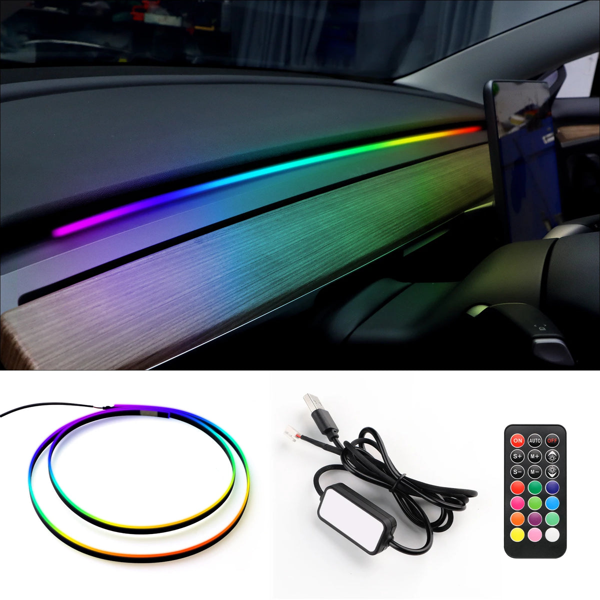 Car Universal LED Ambient Strip Light For Tesla Model 3 Y S 